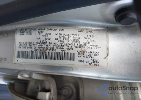 2000 Toyota 4Runner from USA, damaged, VIN JT3GM84R8Y0055970